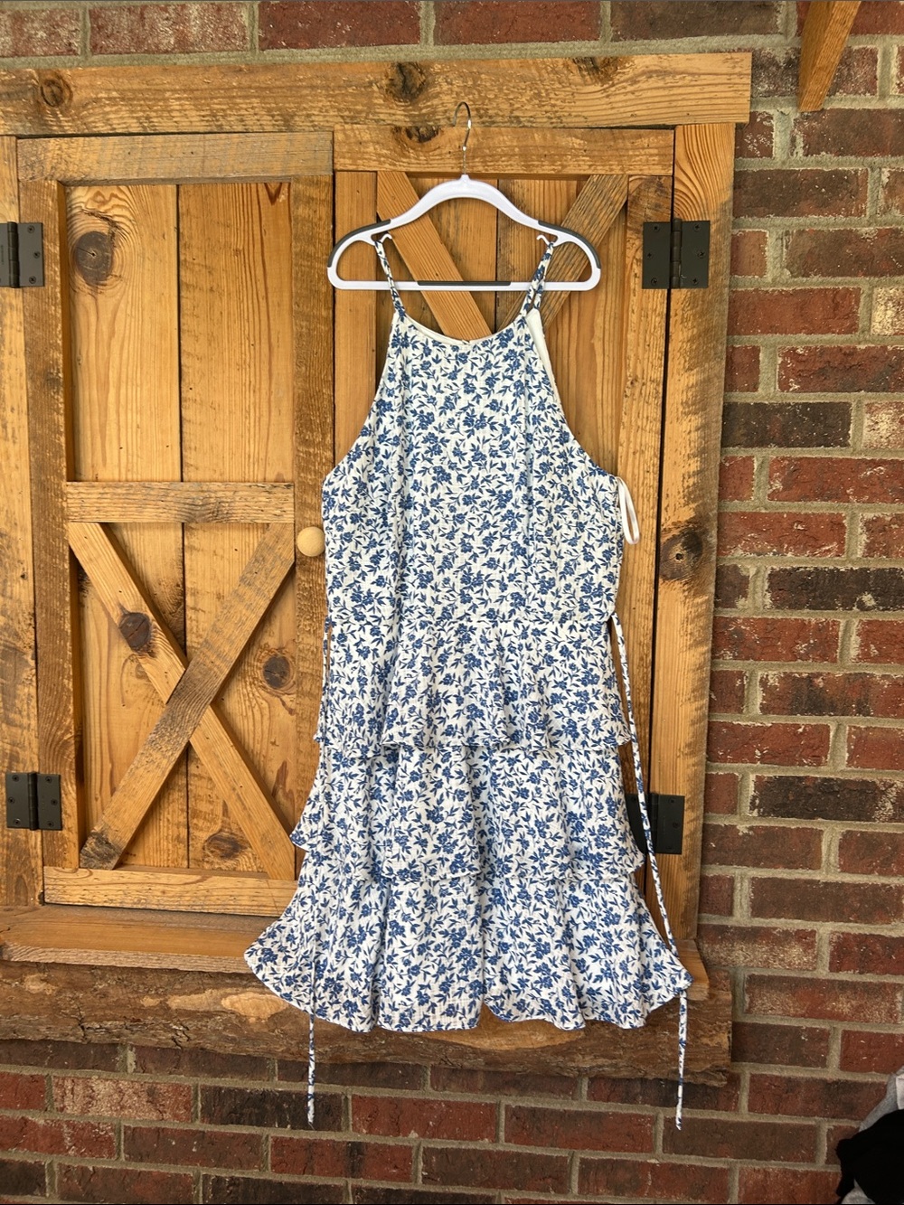 Women’s IN San Francisco Blue Floral mini Sundress spaghetti straps